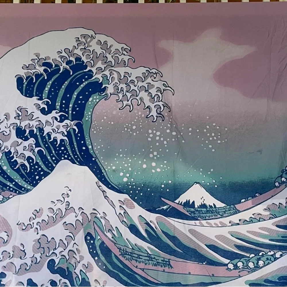The Great Wave of Kanagawa Large Wall Tapestry in pastel